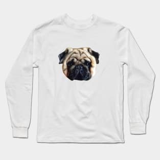 Pug Squishy Cute Dog Face Long Sleeve T-Shirt